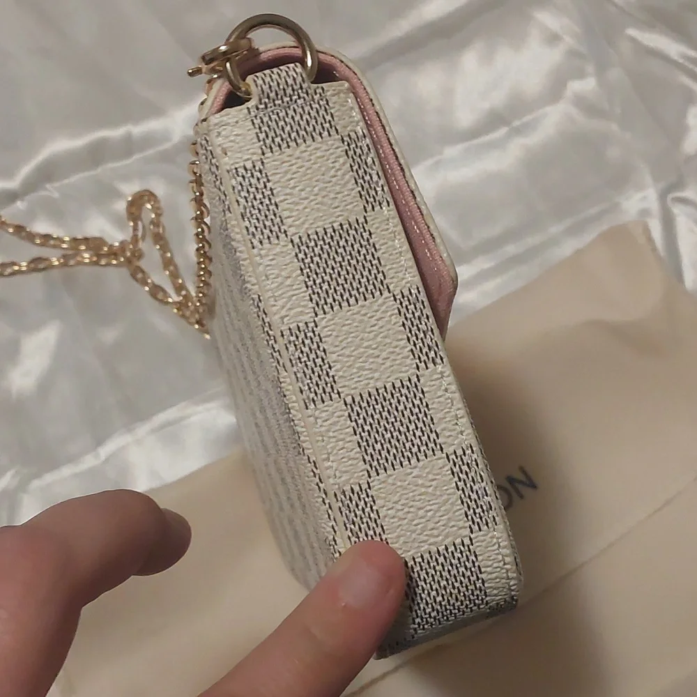 New Authentic Louis Vuitton Damier Azur Felecie Crossbody Bag Set - Picture 6 of 12